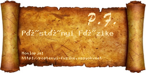 Pöstényi Füzike névjegykártya